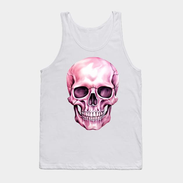 Pink Halloween Skull Tank Top by Chromatic Fusion Studio